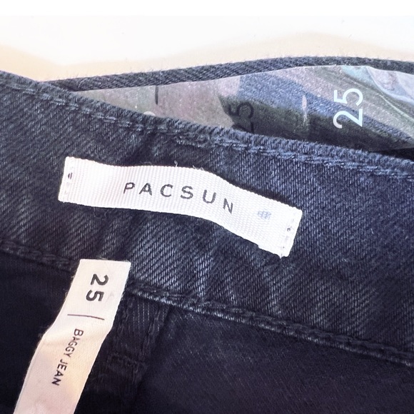 Pacsun Eco Black Distressed High Waisted Baggy Jeans Denim New Ripped Destroyed - Picture 6 of 8